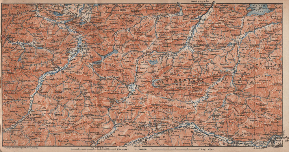NORTHERN LIMESTONE ALPS. Wetterstein Karwendel Lechtal Ammergau Alpen 1907 map