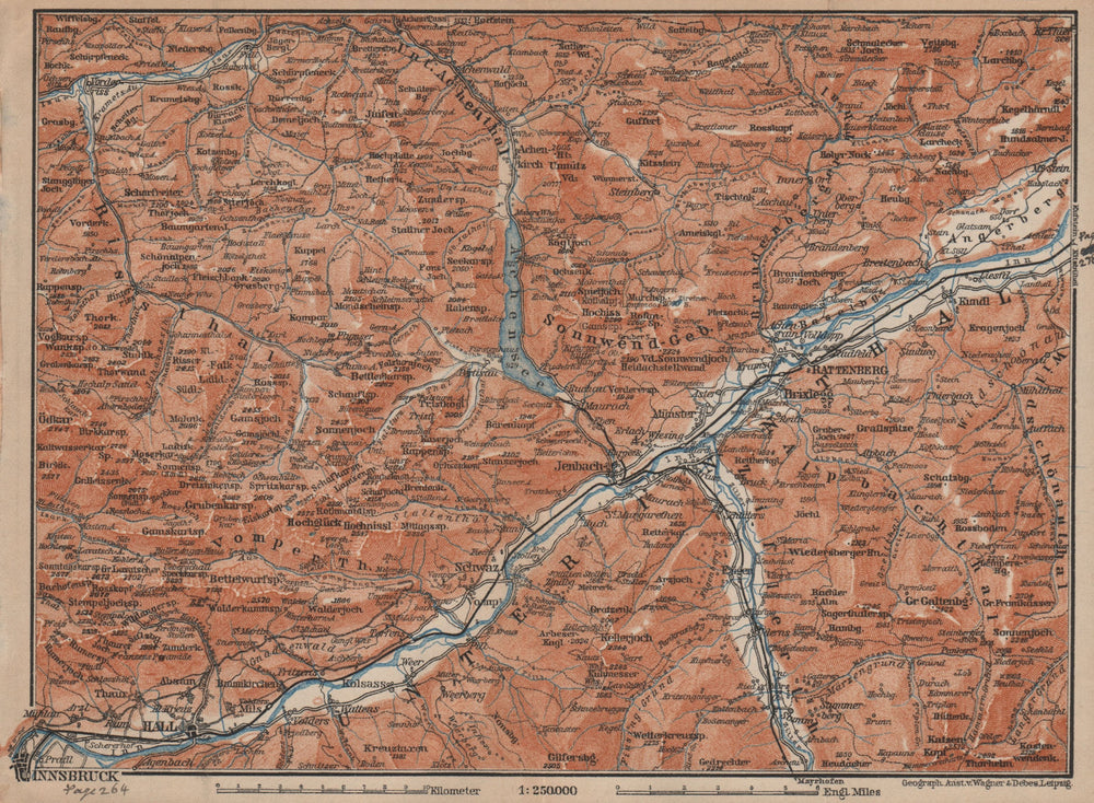 ACHENSEE environs/umgebung. Unterinntal Rattenberg Innsbruck Karwendel 1907 map