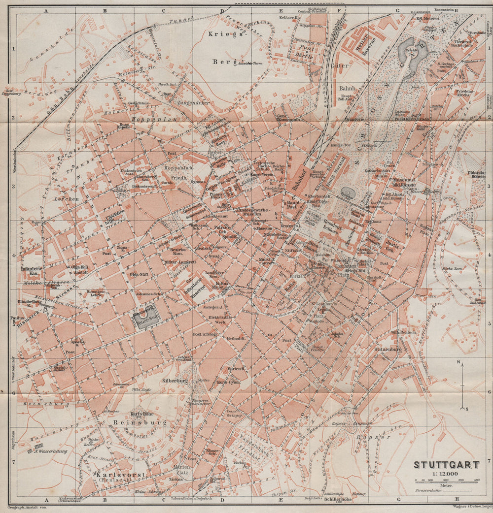 STUTTGART antique town city stadtplan. Baden-Württemberg karte 1910 old map