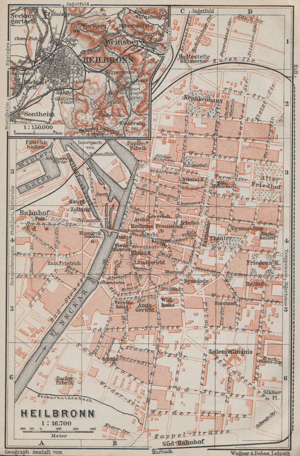HEILBRONN antique town city stadtplan. Baden-Württemberg karte 1910 old map