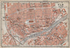 ULM antique town city stadtplan. Baden-Württemberg karte. BAEDEKER 1914 map