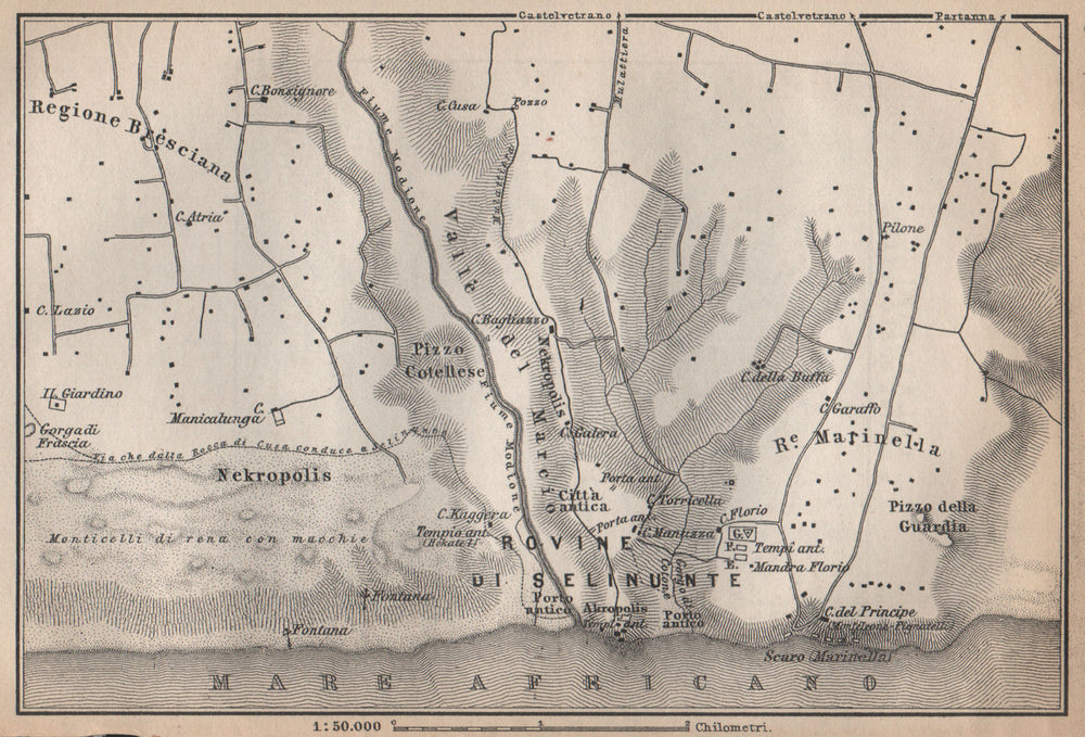 DISTRICT OF SELINUS. ROVINE DI SELINUNTE. Sicily. Italy mappa 1896 old