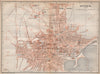 CATANIA antique town city plan piano urbanistico. Italy mappa 1896 old
