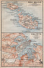 MALTA & GOZO with VALETTA antique town city plan. Malta. BAEDEKER 1896 old map