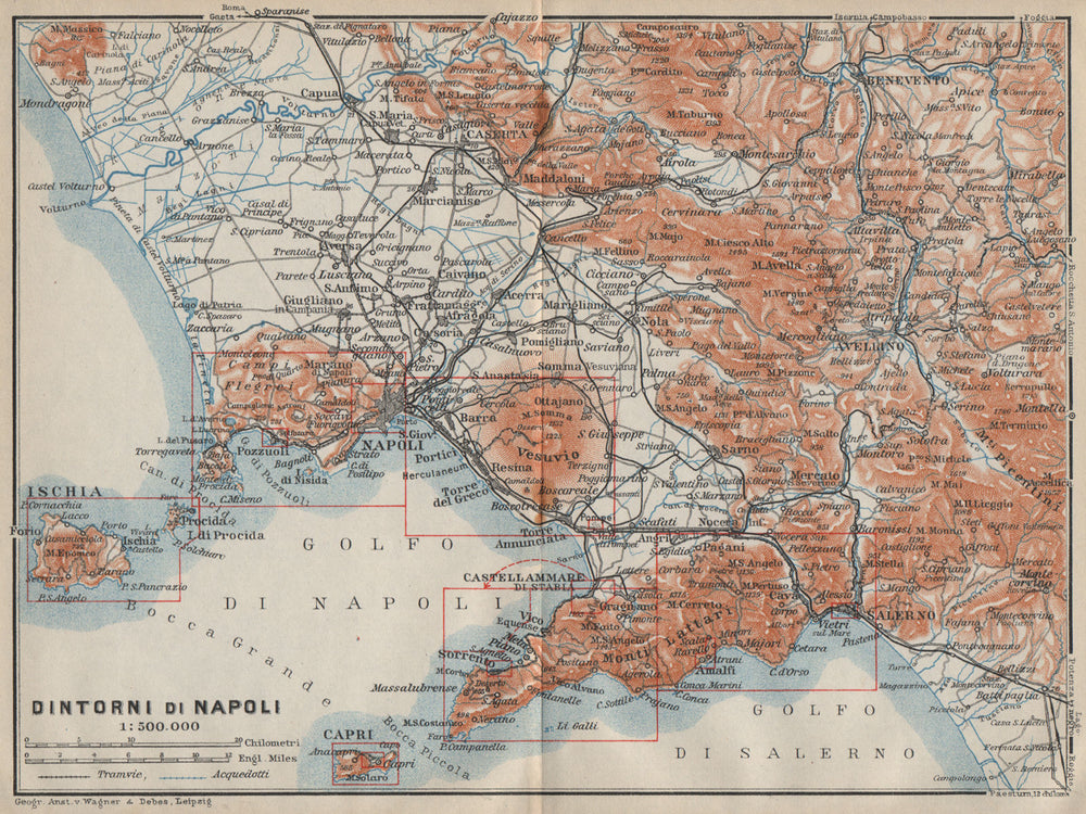 Golfo di/DINTORNI DI NAPOLI. Bay of Naples & environs. Campania mappa 1912