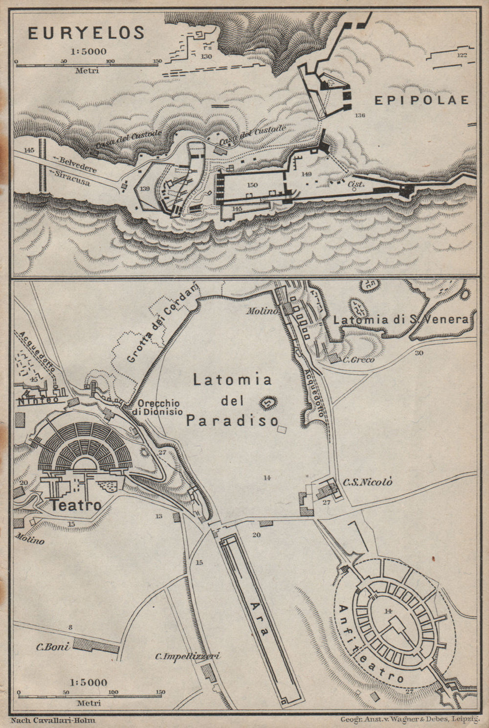 SYRACUSE SIRACUSA. Eurylos fortress & Theatre ground plan. Teatro 1912 old map