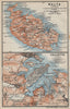 MALTA & GOZO with VALETTA antique town city plan. Malta. BAEDEKER 1912 old map