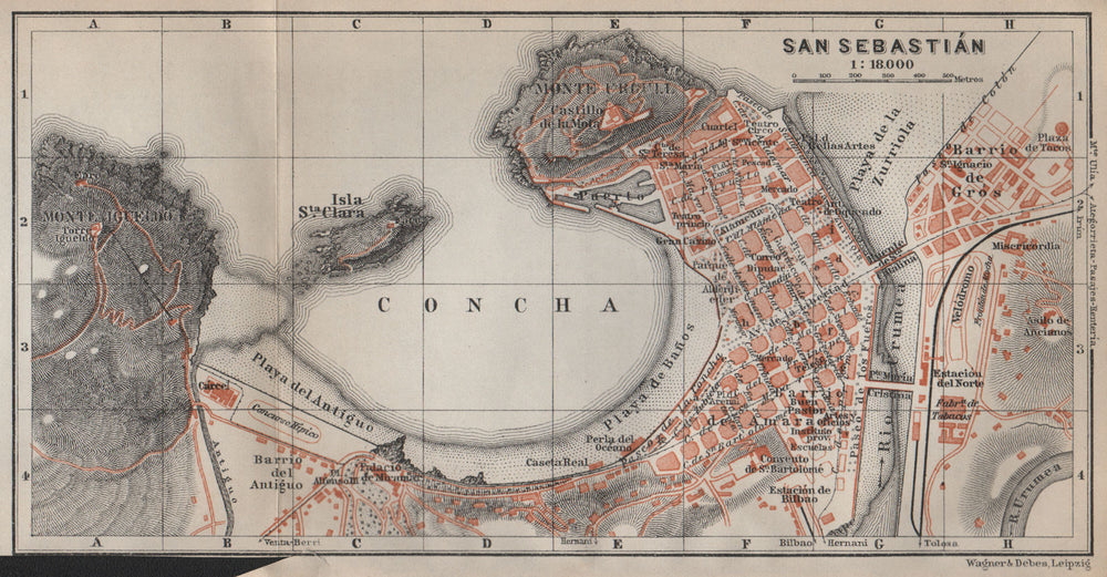 SAN SEBASTIAN SAN SEBASTIÁN town city ciudad plan. Spain España mapa 1913