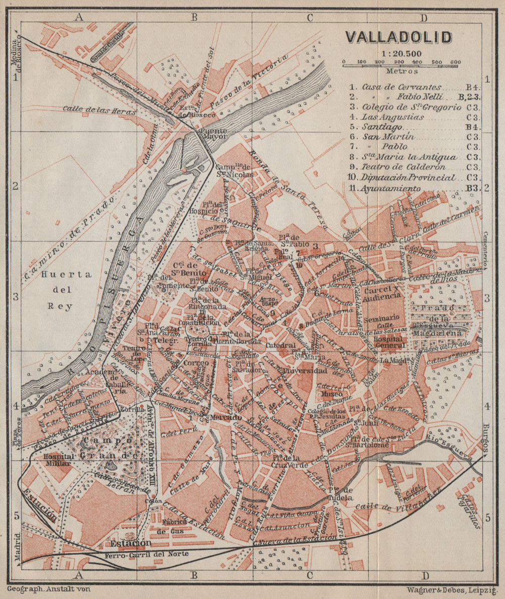 VALLADOLID antique town city ciudad plan. Spain España mapa. BAEDEKER 1913