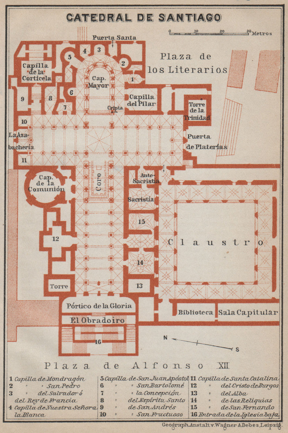 CATHEDRAL OF /  CATEDRAL DE SANTIAGO floor plan. Spain España mapa 1913