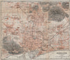 BARCELONA antique town city ciudad plan. Spain España mapa. BAEDEKER 1913