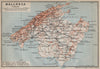 Island of MAJORCA MALLORCA topo-map. Spain España mapa. BAEDEKER 1913 old