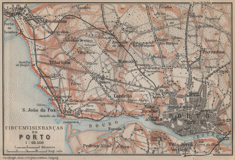 PORTO/OPORTO CIRCUMVISINHANÇAS environs Rio Douro Matosinhos. Portugal 1913 map