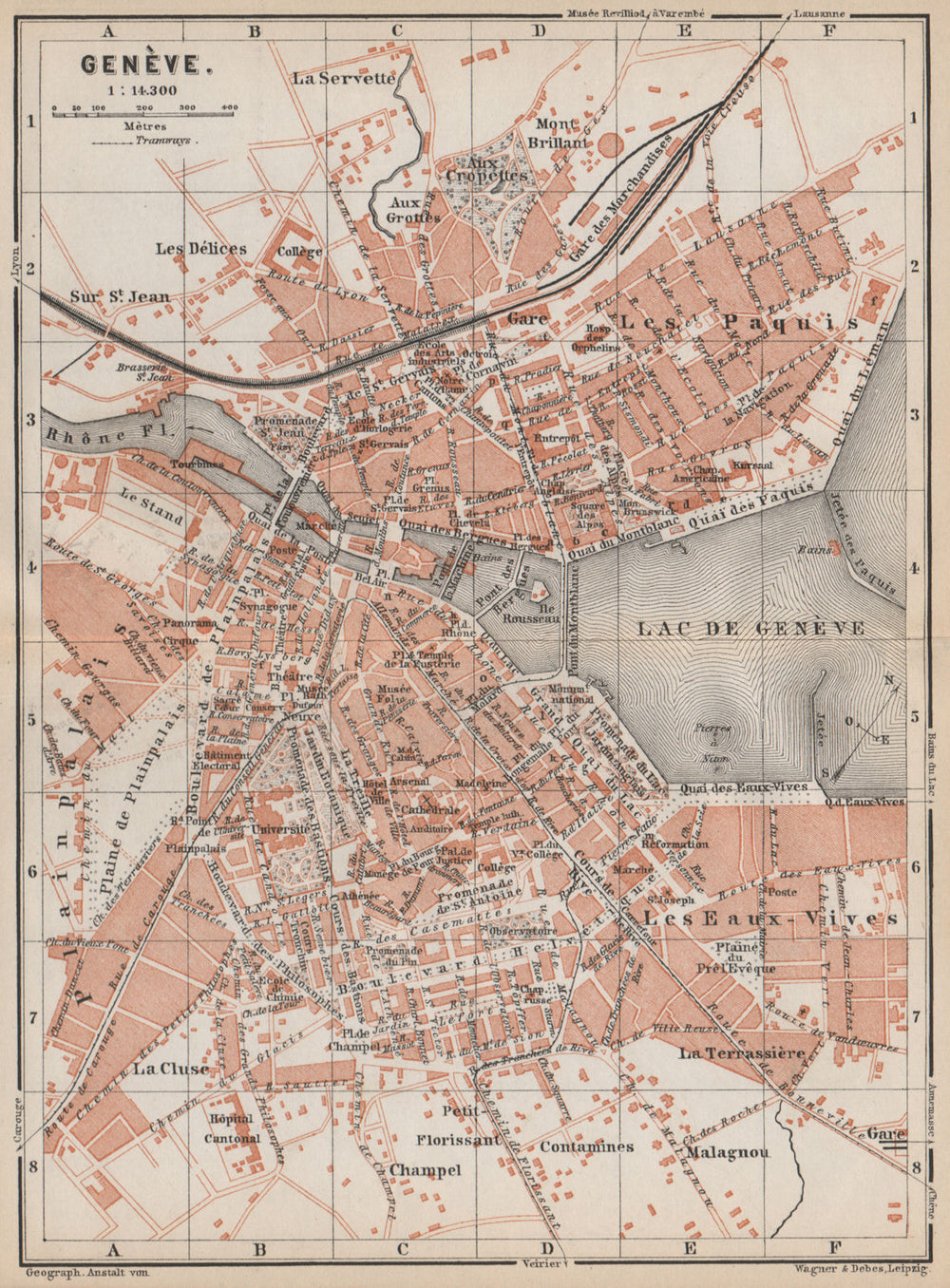 GENEVA GENÈVE GENF. town city stadtplan. Switzerland Suisse Schweiz 1889 map