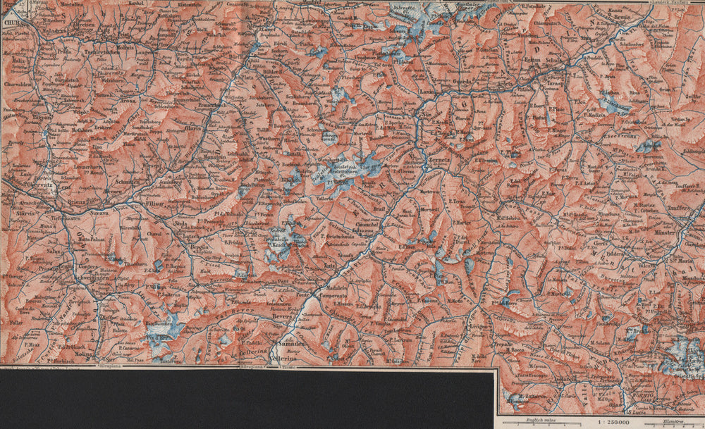 LOWER ENGADINE. Arosa Lenzerheide Savognin Zuoz Livigno Bormio Scuol 1889 map
