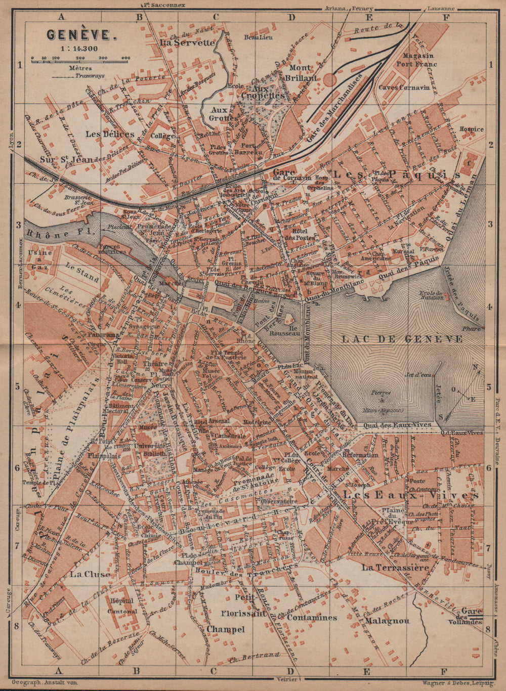 GENEVA GENÈVE GENF. town city stadtplan. Switzerland Suisse Schweiz 1899 map