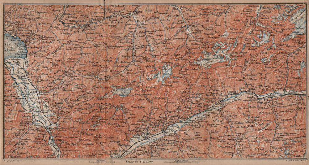 RHONE VALLEY. Gryon Villars Leysin Diablerets Crans-Montana Gstaad 1899 map