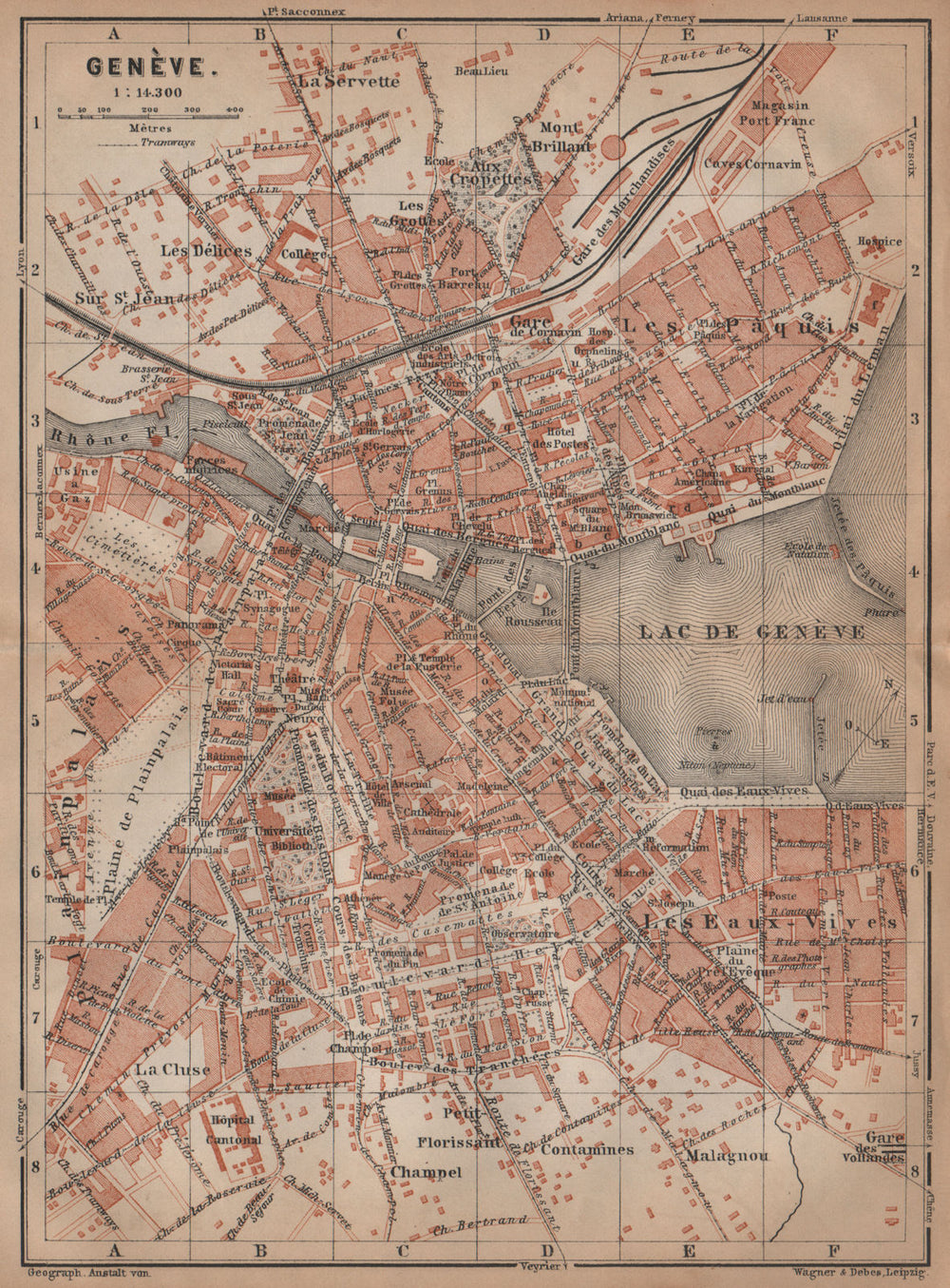 GENEVA GENÈVE GENF. town city stadtplan. Switzerland Suisse Schweiz 1901 map
