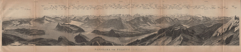 PANORAMA from/von PILATUS. Vierwaldstättersee. Lake Lucerne. Schweiz 1905 map