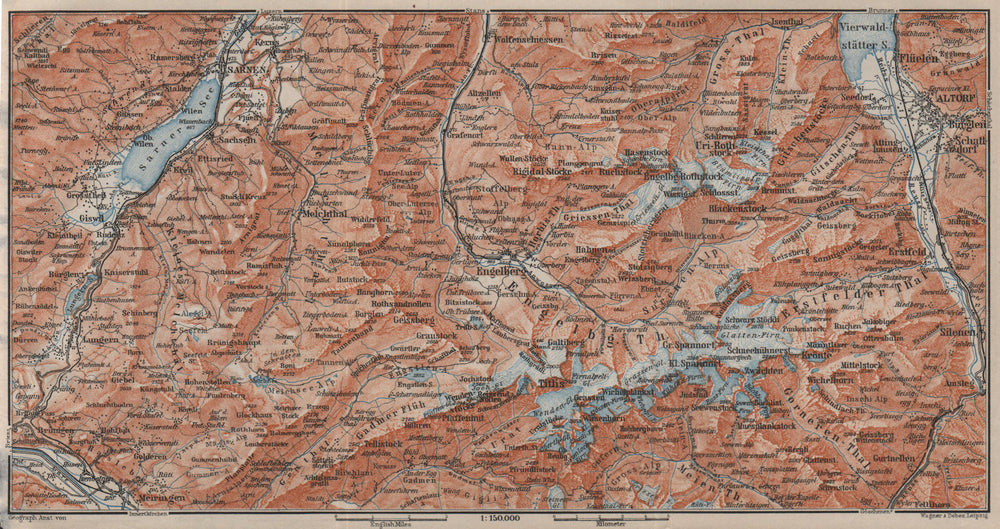 ENGELBERG ENVIRONS. Uri/Urner Alps Titlis Blackenstock Sarnen Altorf 1905 map