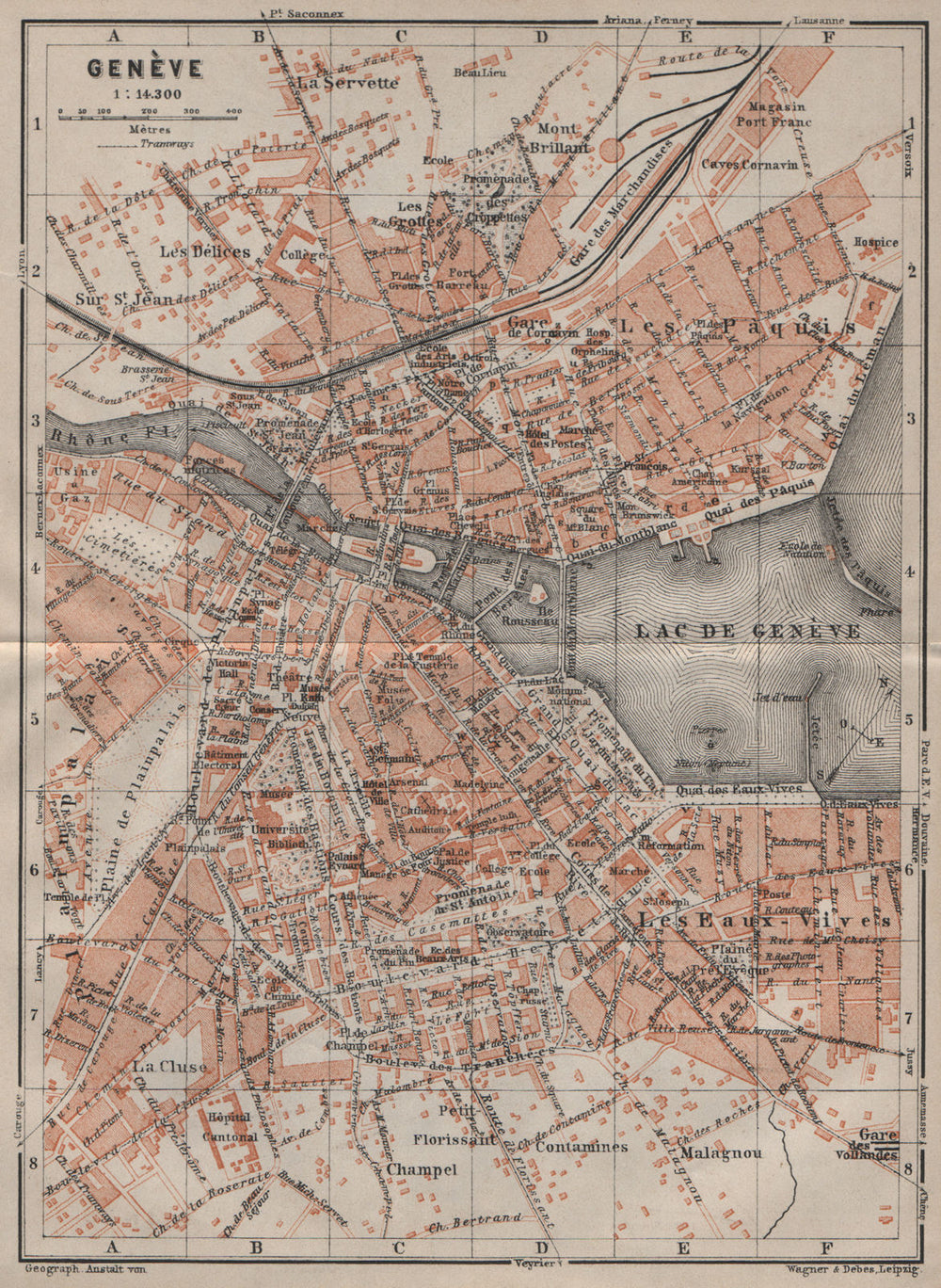 GENEVA GENÈVE GENF. town city stadtplan. Switzerland Suisse Schweiz 1905 map