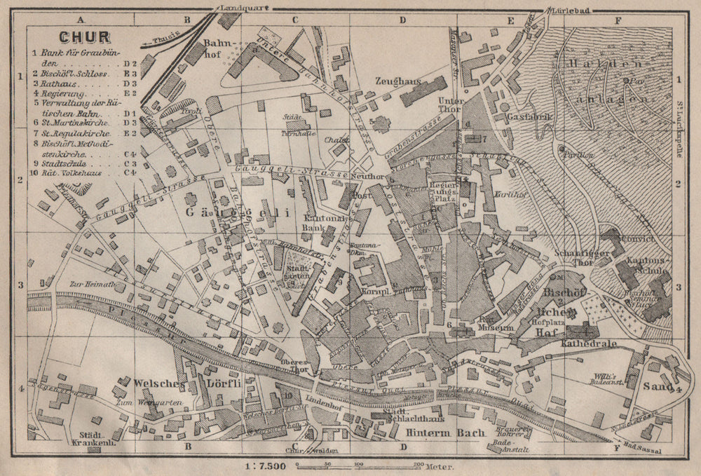 COIRE / CHUR. Chur. town city stadtplan. Switzerland Suisse Schweiz 1905 map