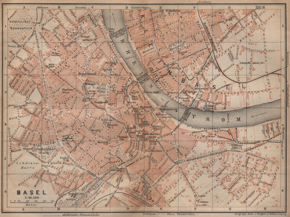 BÂLE BASEL. Basle. town city stadtplan. Switzerland Suisse Schweiz 1907 map