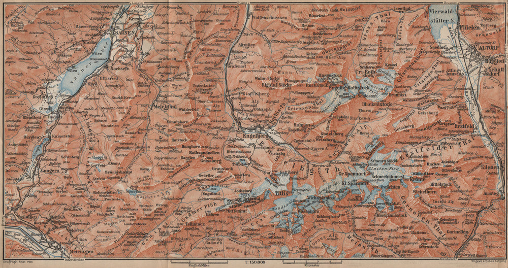 ENGELBERG ENVIRONS. Uri/Urner Alps Titlis Blackenstock Sarnen Altorf 1907 map