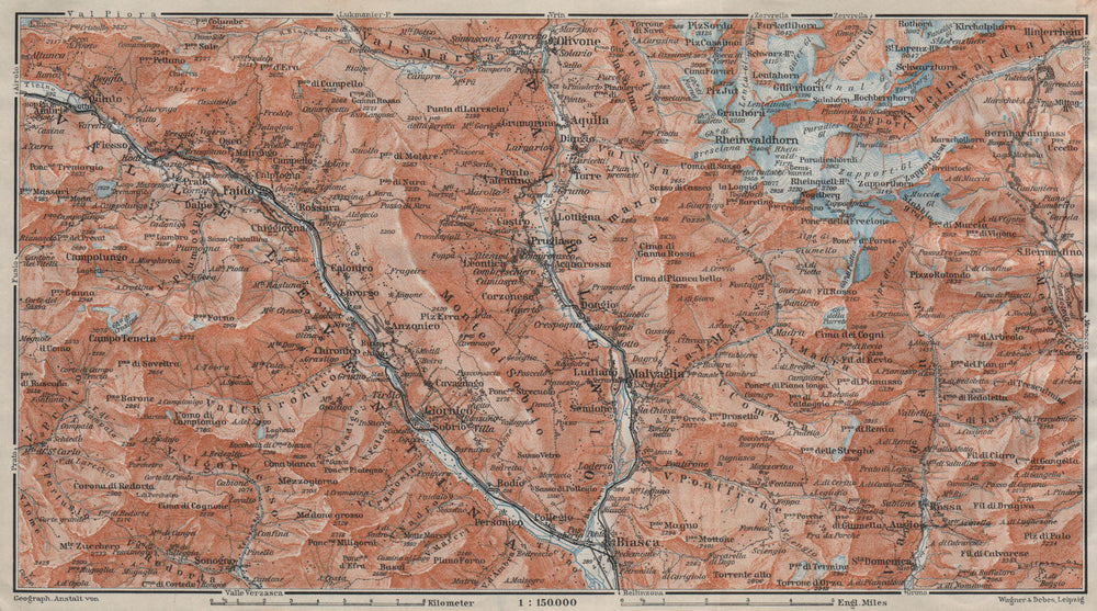 MONTE DI SOBRIO LEVENTINA BLENIO TICINO. San Bernardino Olivone Faido 1911 map