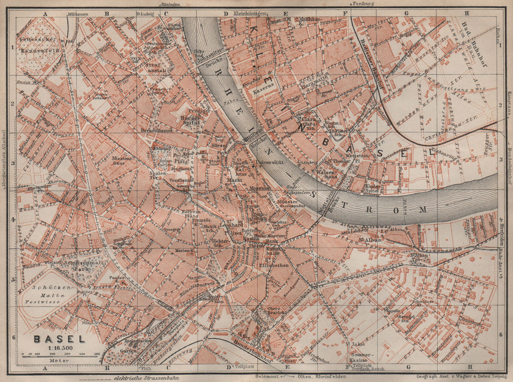 BÂLE BASEL. Basle. town city stadtplan. Switzerland Suisse Schweiz 1913 map