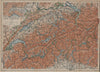 Map of Switzerland Suisse Schweiz. Northern Italy railways carte karte 1920