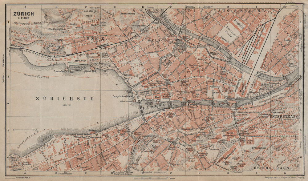 ZÜRICH. Zurich. town city stadtplan. Switzerland Suisse Schweiz 1920 old map