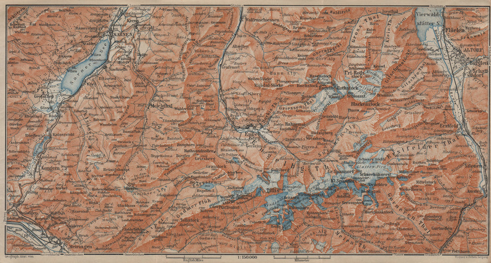 ENGELBERG ENVIRONS. Uri/Urner Alps Titlis Blackenstock Sarnen Altorf 1920 map
