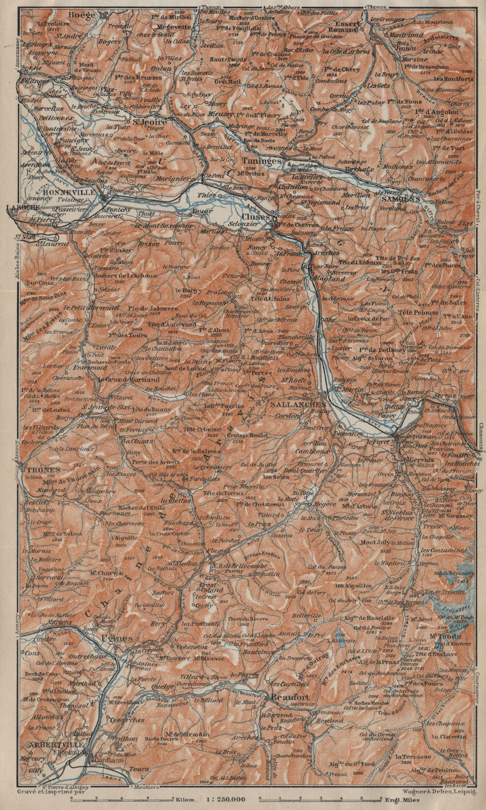 HAUTE SAVOIE Samoëns Megève St Gervais Houches Flaine Les Gets Morzine 1920 map