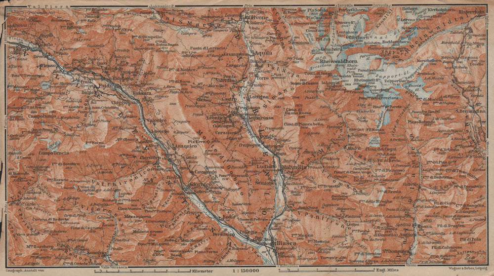 MONTE DI SOBRIO LEVENTINA BLENIO TICINO. San Bernardino Olivone Faido 1920 map