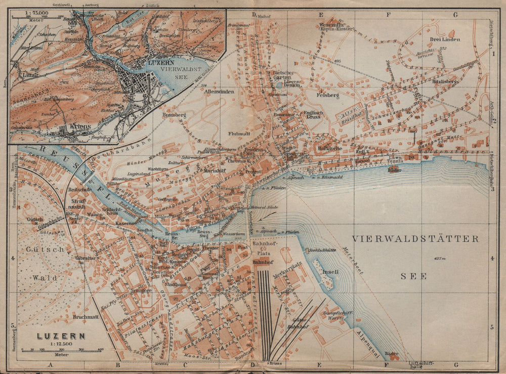 LUCERNE LUZERN. town city stadtplan. Switzerland Suisse Schweiz 1920 old map