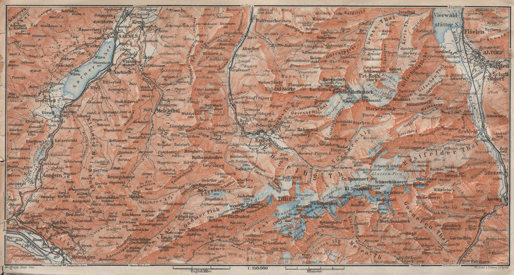ENGELBERG ENVIRONS. Uri/Urner Alps Titlis Blackenstock Sarnen Altorf 1922 map