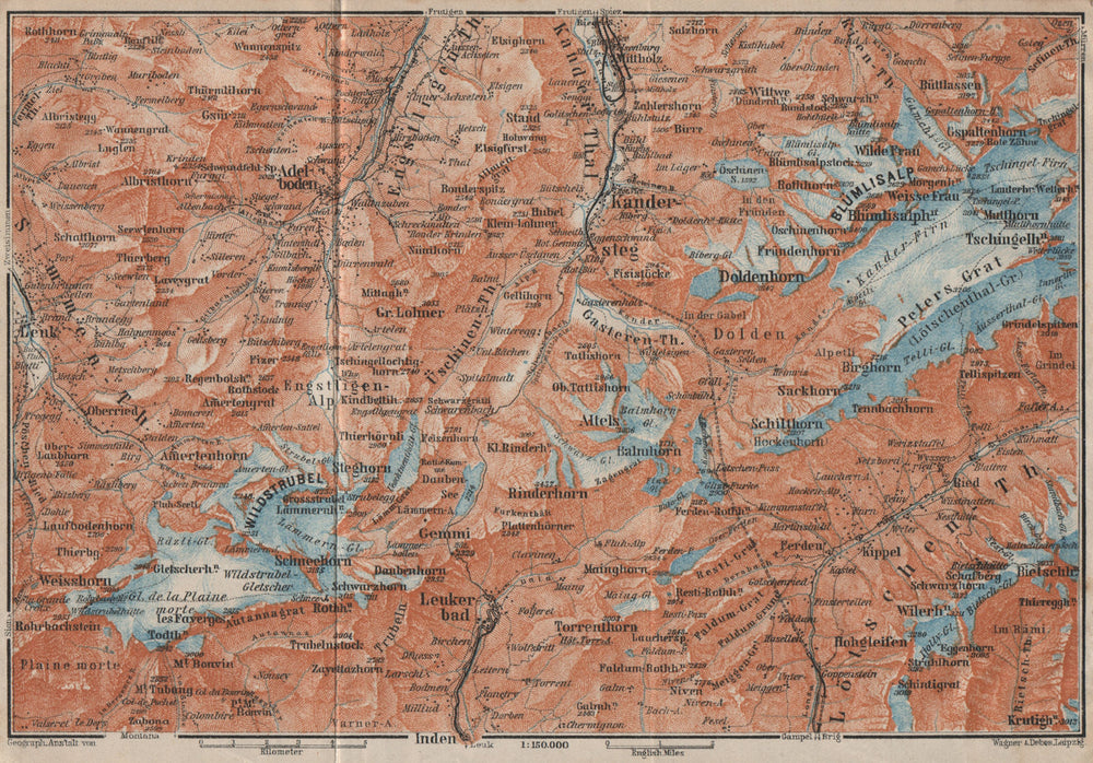 KANDERSTEG area.Blumisalp Adelboden Wildstrubel Rinderhorn Torrenthorn 1922 map