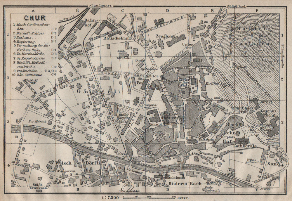 COIRE / CHUR. Chur. town city stadtplan. Switzerland Suisse Schweiz 1922 map