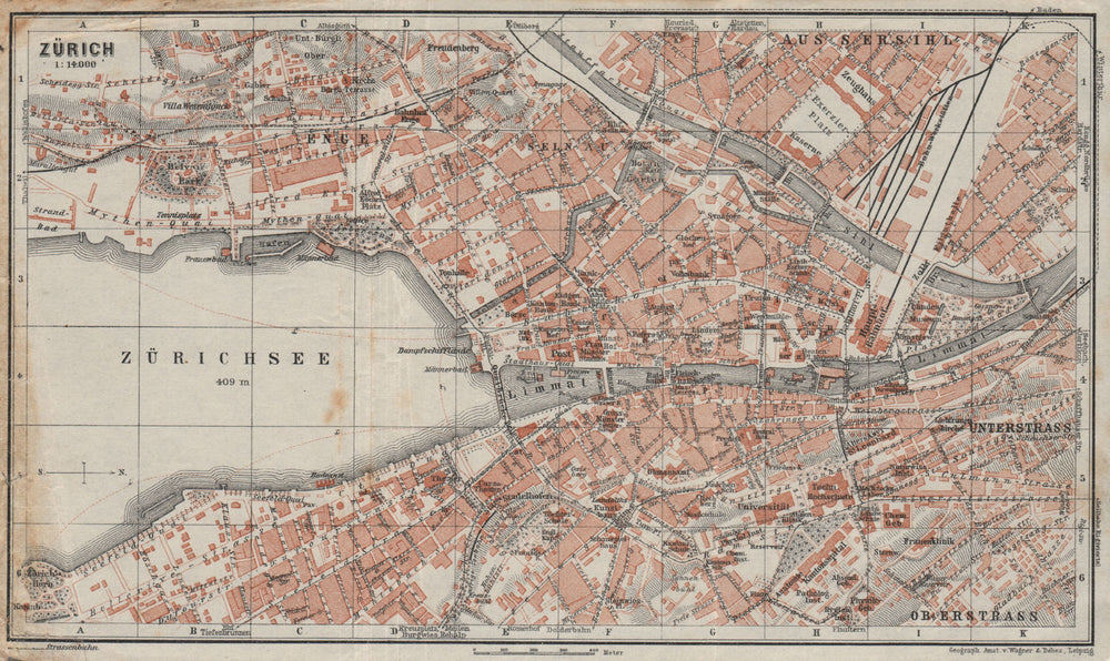 ZÜRICH. Zurich. town city stadtplan. Switzerland Suisse Schweiz 1928 old map