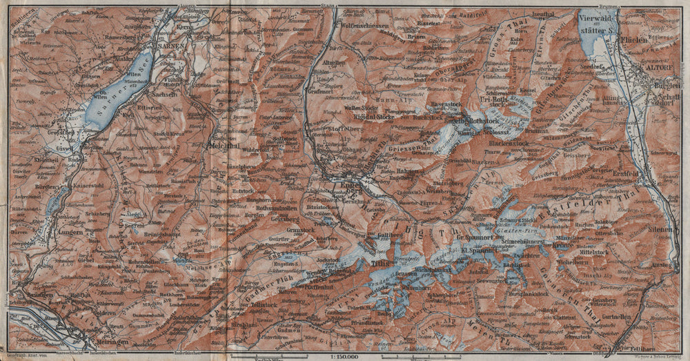 ENGELBERG ENVIRONS. Uri/Urner Alps Titlis Blackenstock Sarnen Altorf 1928 map
