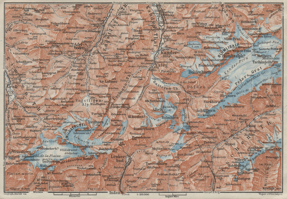 KANDERSTEG area.Blumisalp Adelboden Wildstrubel Rinderhorn Torrenthorn 1928 map