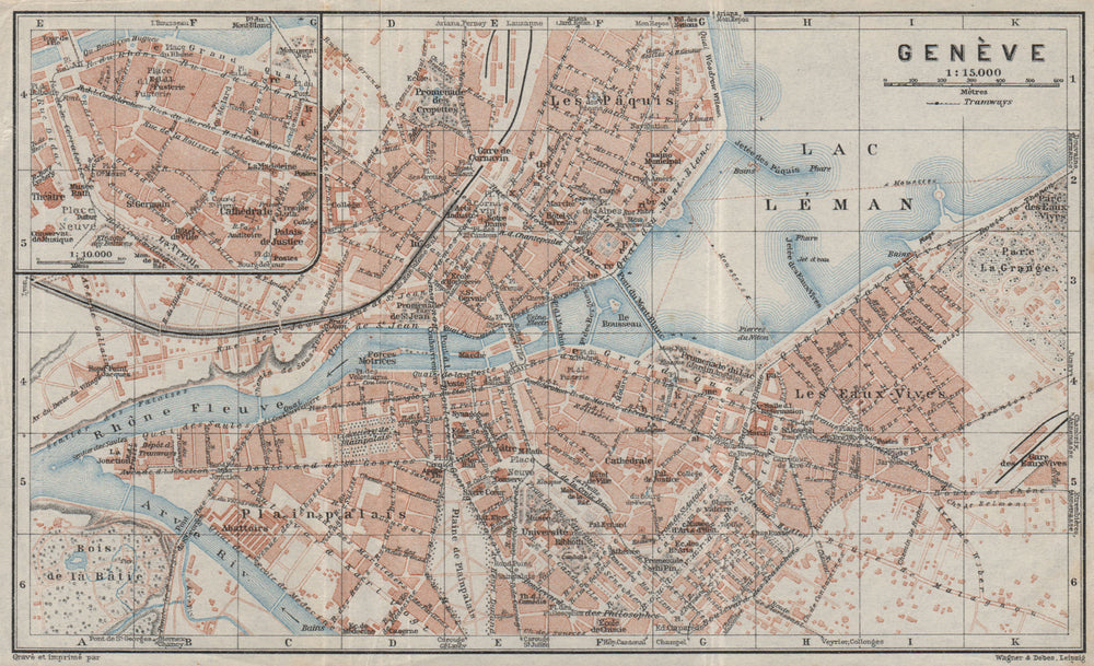 GENEVA GENÈVE GENF. town city stadtplan. Switzerland Suisse Schweiz 1928 map