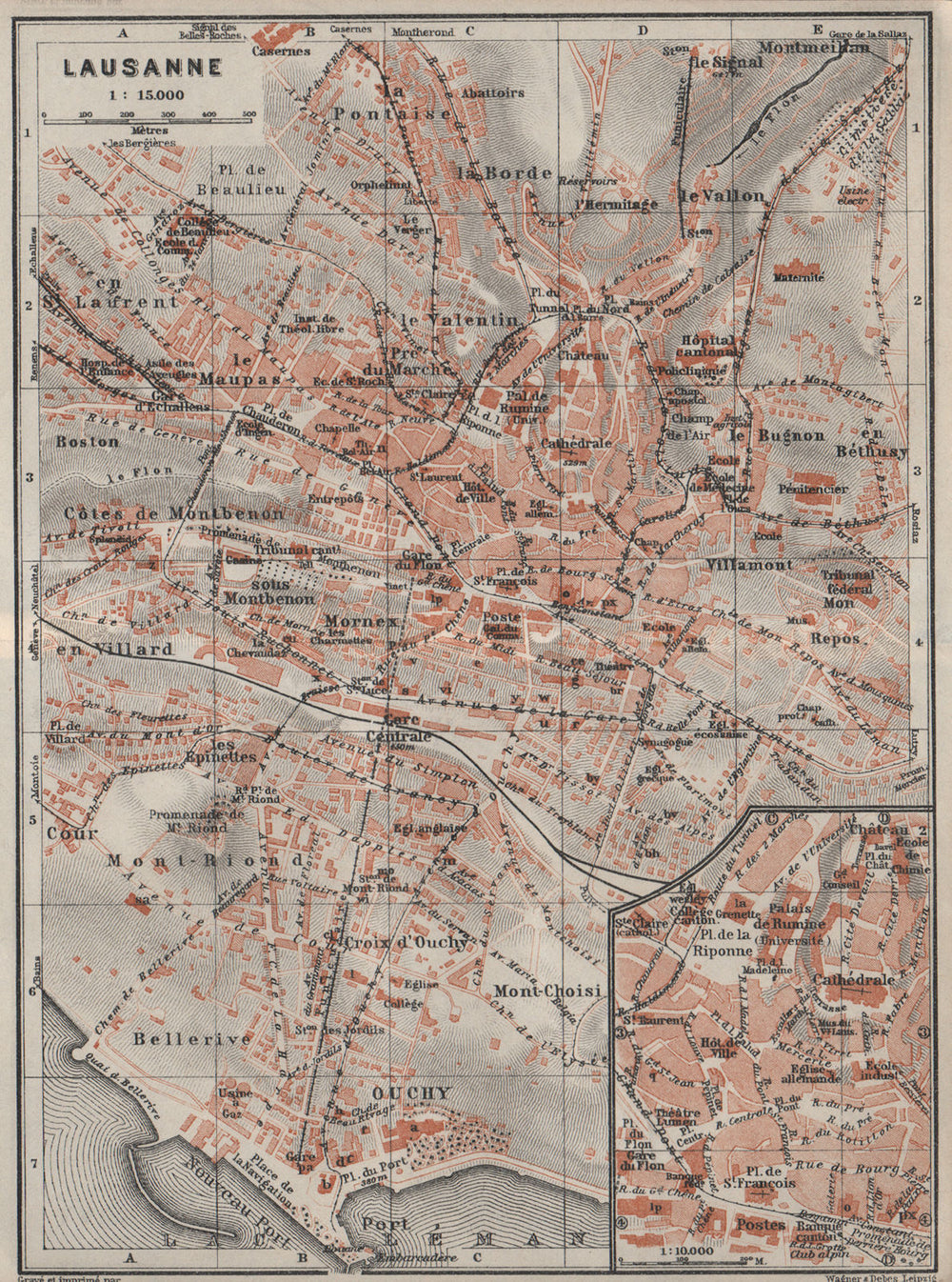 LAUSANNE. town city stadtplan. Switzerland Suisse Schweiz carte karte 1928 map