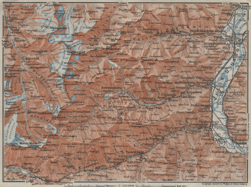 VALLE ANTRONA. Saas-Fee/Grund/Almagell Bannio Weissmies Domodossola 1928 map