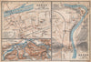 BADEN. AARAU. Brugg. town city stadtplan. Switzerland Suisse Schweiz 1938 map