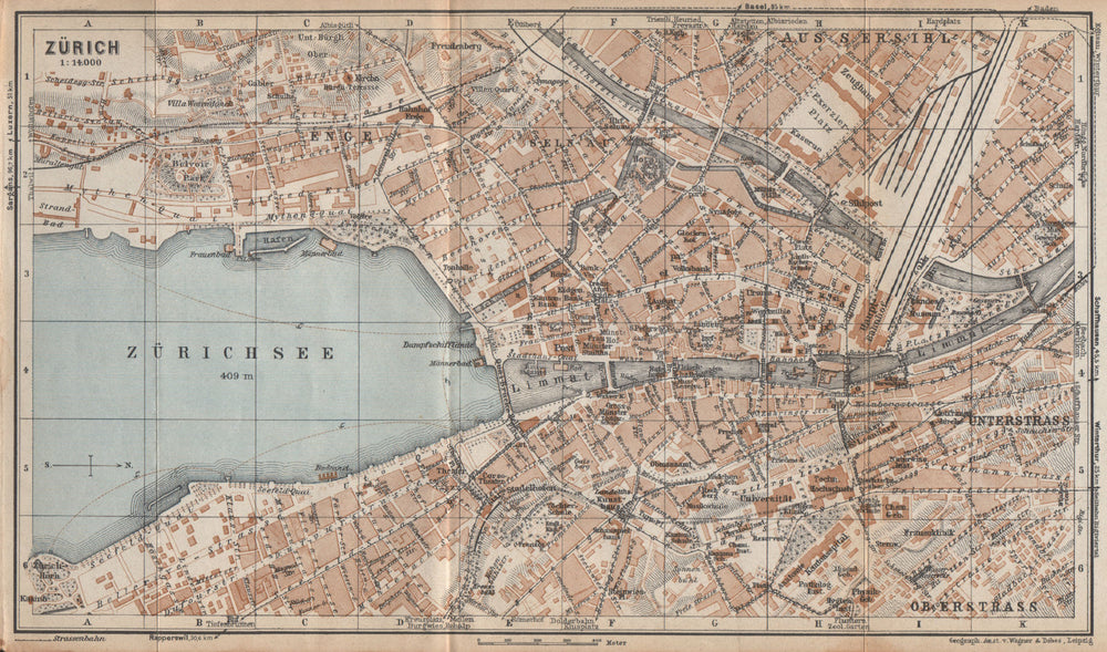 ZÜRICH. Zurich. town city stadtplan. Switzerland Suisse Schweiz 1938 old map