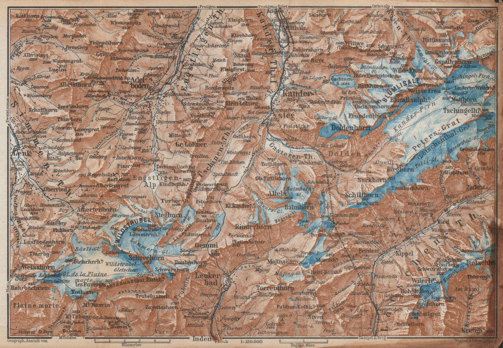KANDERSTEG area.Blumisalp Adelboden Wildstrubel Rinderhorn Torrenthorn 1938 map