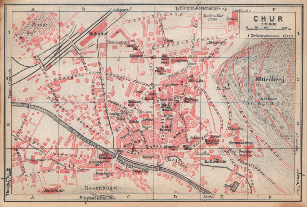 COIRE / CHUR. Chur. town city stadtplan. Switzerland Suisse Schweiz 1938 map