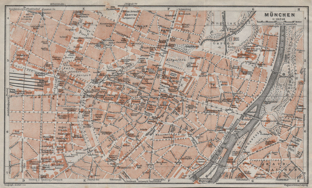 MUNICH / MÜNCHEN town city plan. Bayern Bavaria Germany Deutschland 1923 map